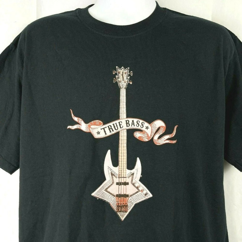 TRUE True Bass Guitar Vintage '90s L T-Shirt Large Mens USA Made Deadstock NOS